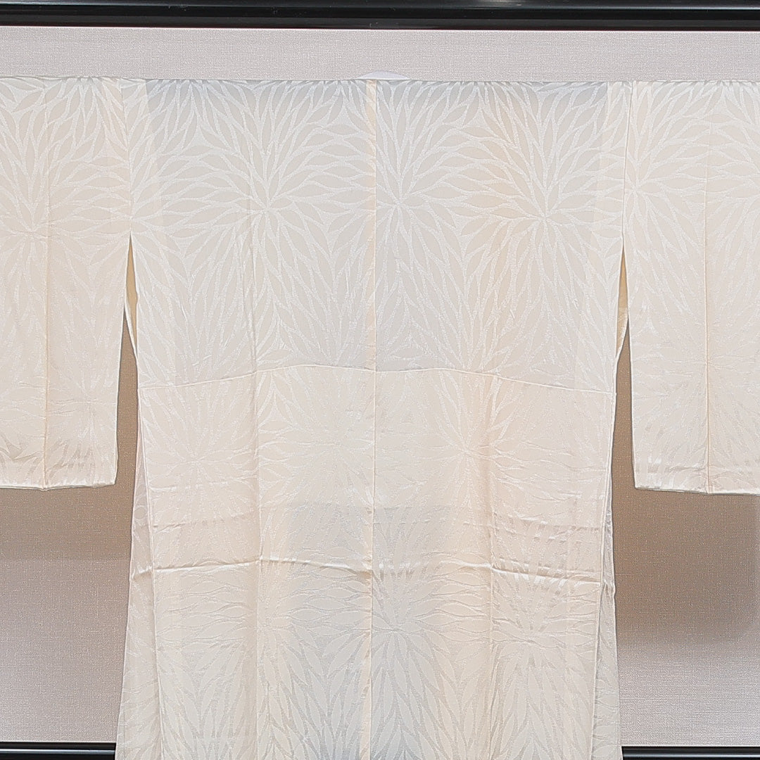 長襦袢 無双袖 身丈116cm 裄丈60cm 正絹 Bランク XSサイズ 菊 クリーム系 RP 1239-16533