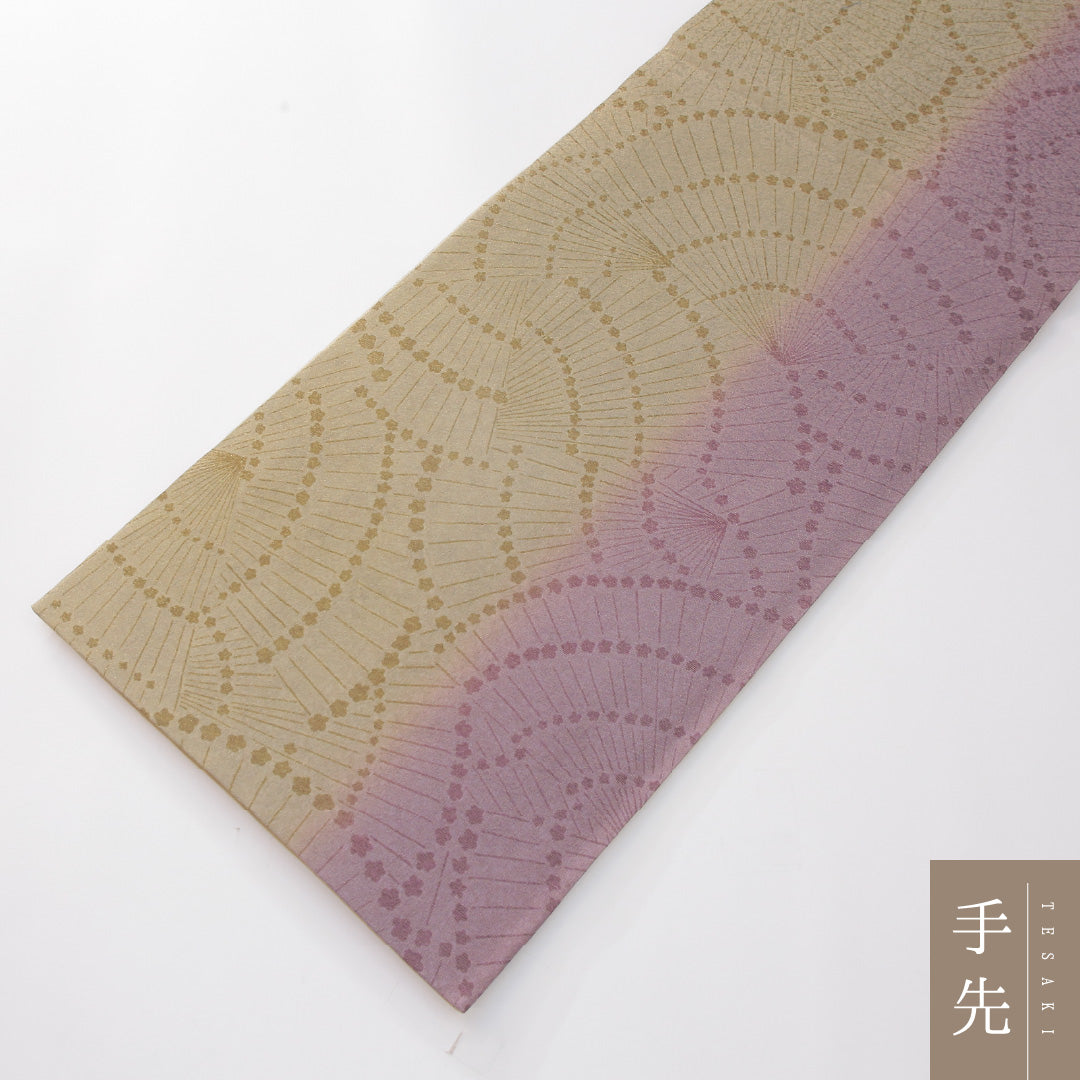 袋帯 帯丈450cm セミフォーマル 六通 Sランク 正絹 扇 多色系 1223-02269