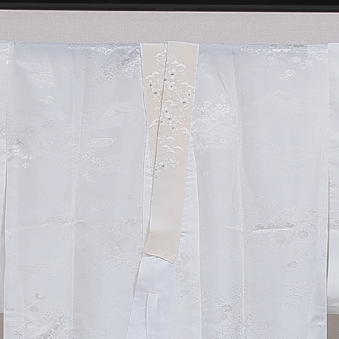 長襦袢 無双袖 身丈132cm 裄丈62cm ポリエステル 洗える着物 Sランク XLサイズ 吉祥文様 白系 RP 1239-16626