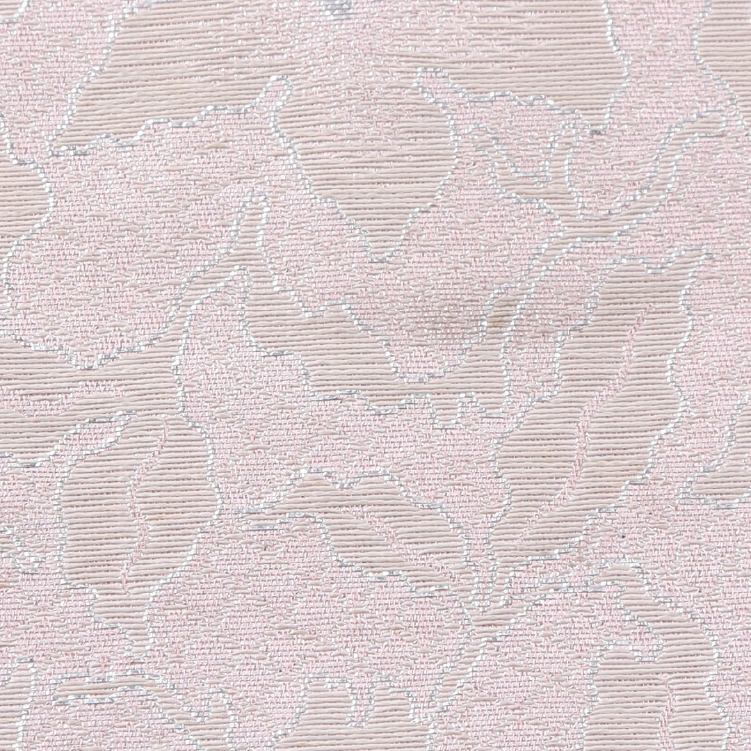 九寸名古屋帯 帯丈343cm インフォーマル 名古屋仕立て 全通 Cランク 正絹 花柄 ピンク系 1224-03992