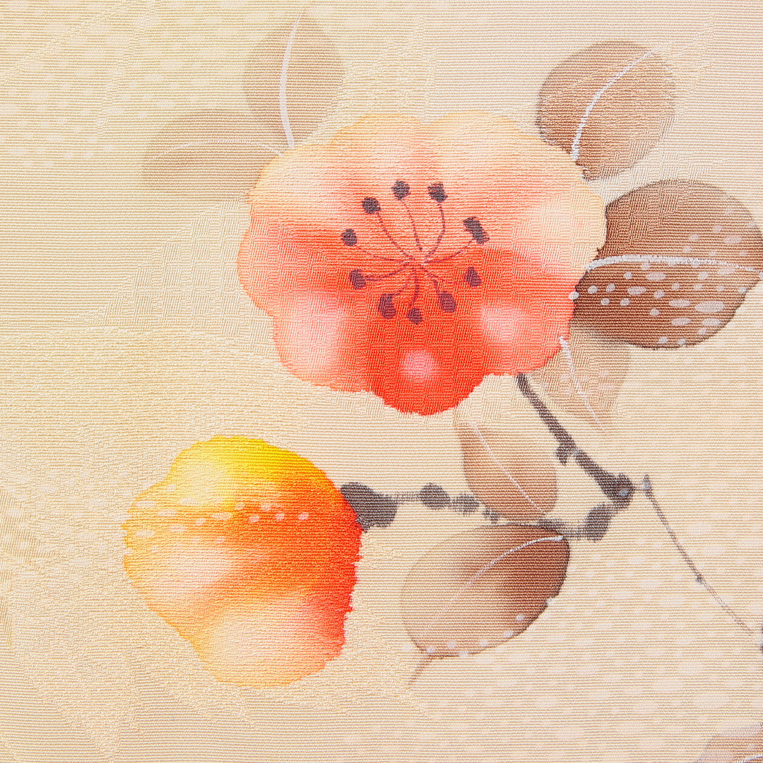 羽織 袷 身丈73cm 裄丈61cm 正絹 Cランク カジュアル Sサイズ 花柄 クリーム系 HP 1232-15250