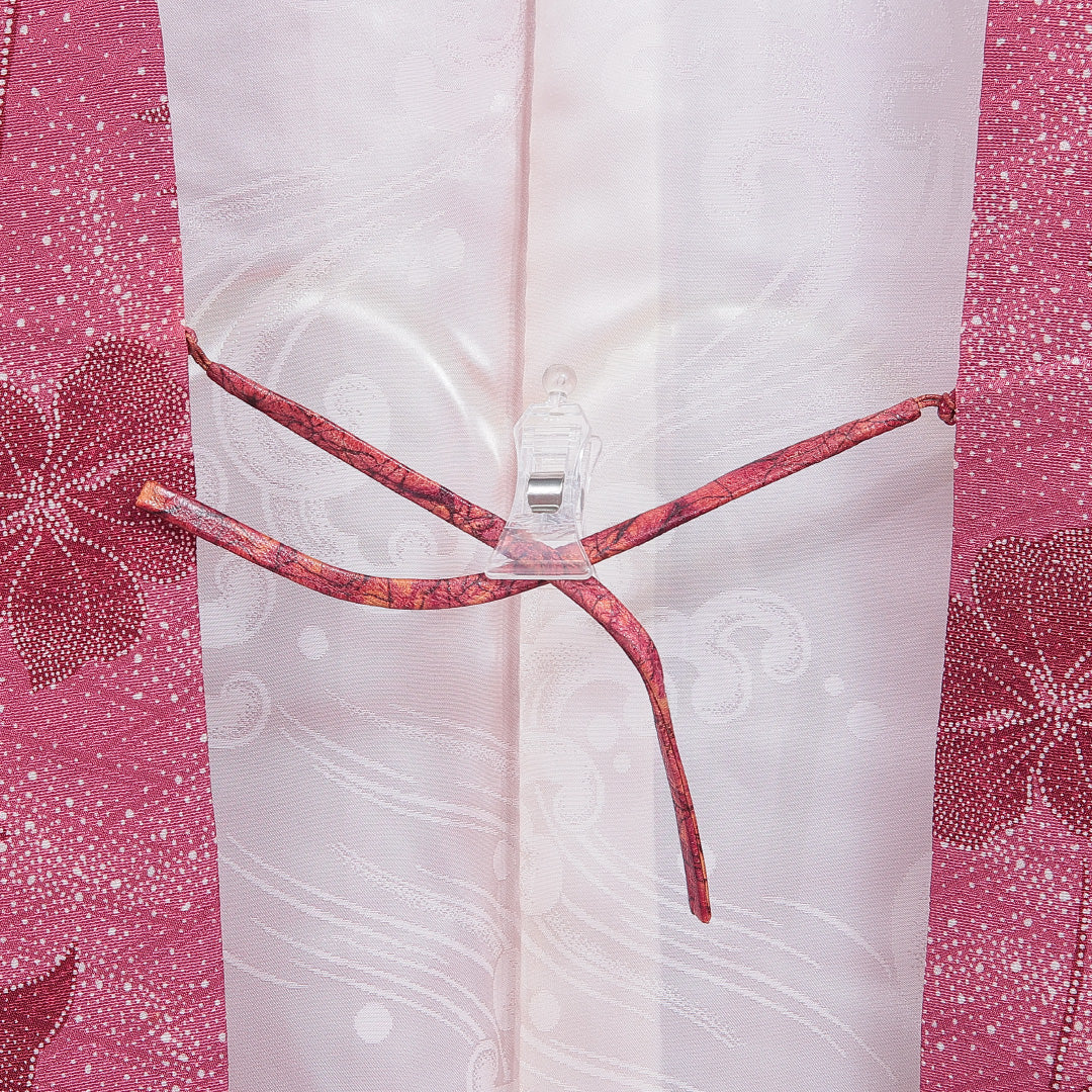 羽織 袷 身丈81cm 裄丈64cm 正絹 Cランク カジュアル Mサイズ 紐あり 花柄 ピンク系 HP 1232-16171