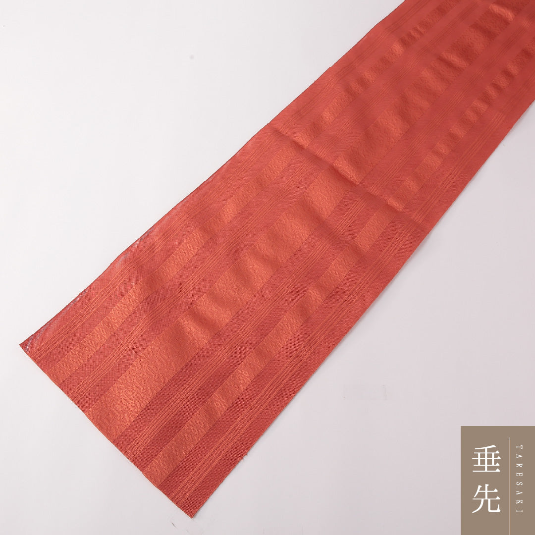 八寸名古屋帯 帯丈363cm インフォーマル 名古屋仕立て 全通 Sランク 正絹 博多織 献上柄 朱系 1224-03179