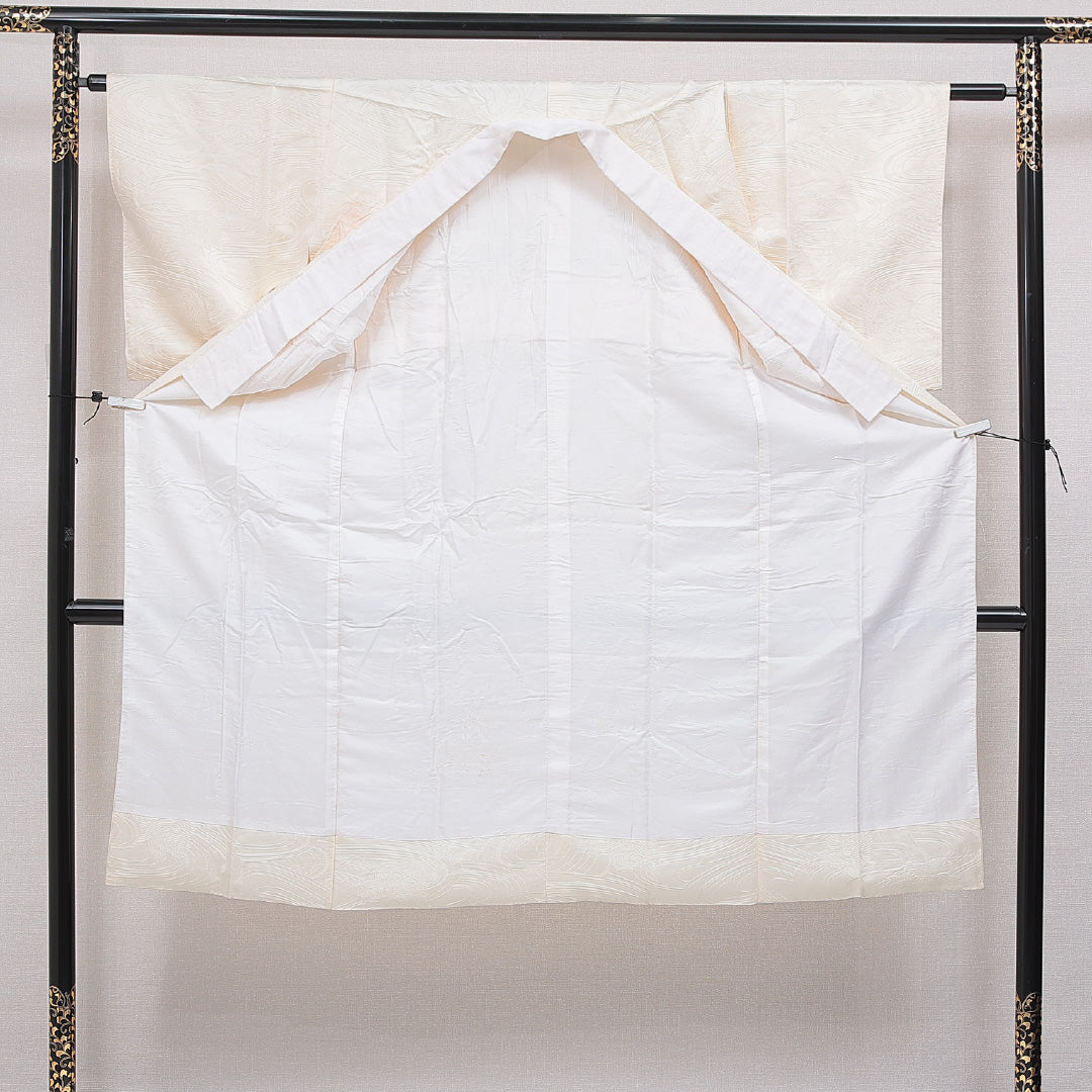 長襦袢 無双袖 身丈129cm 裄丈62cm 正絹 Cランク Lサイズ 流水 クリーム系 HP 1239-16676