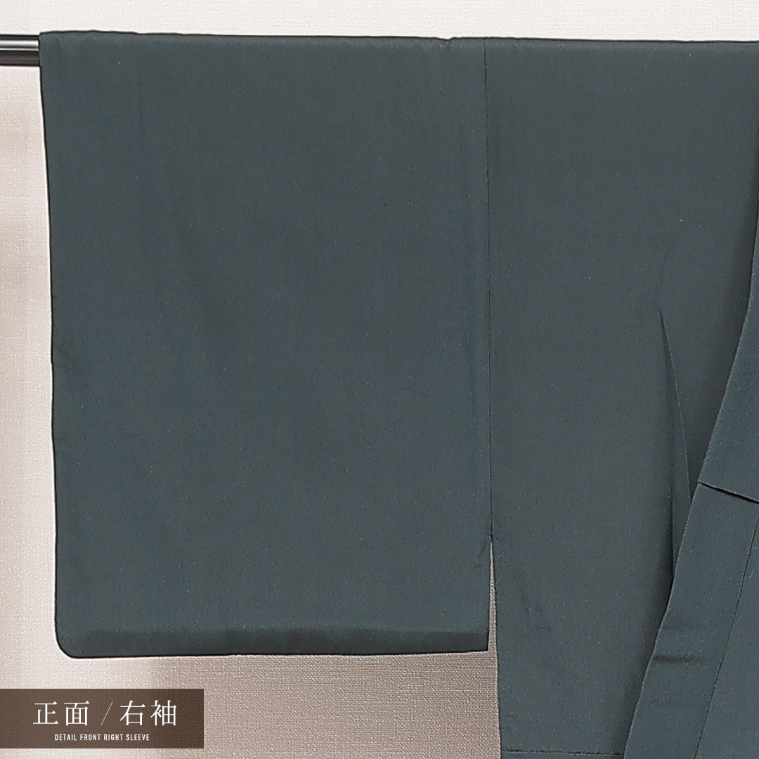男着物 袷 身丈152cm 裄丈68cm 正絹 Dランク カジュアル 棒衿 XLサイズ 無地 紺系 HP 1224-16898