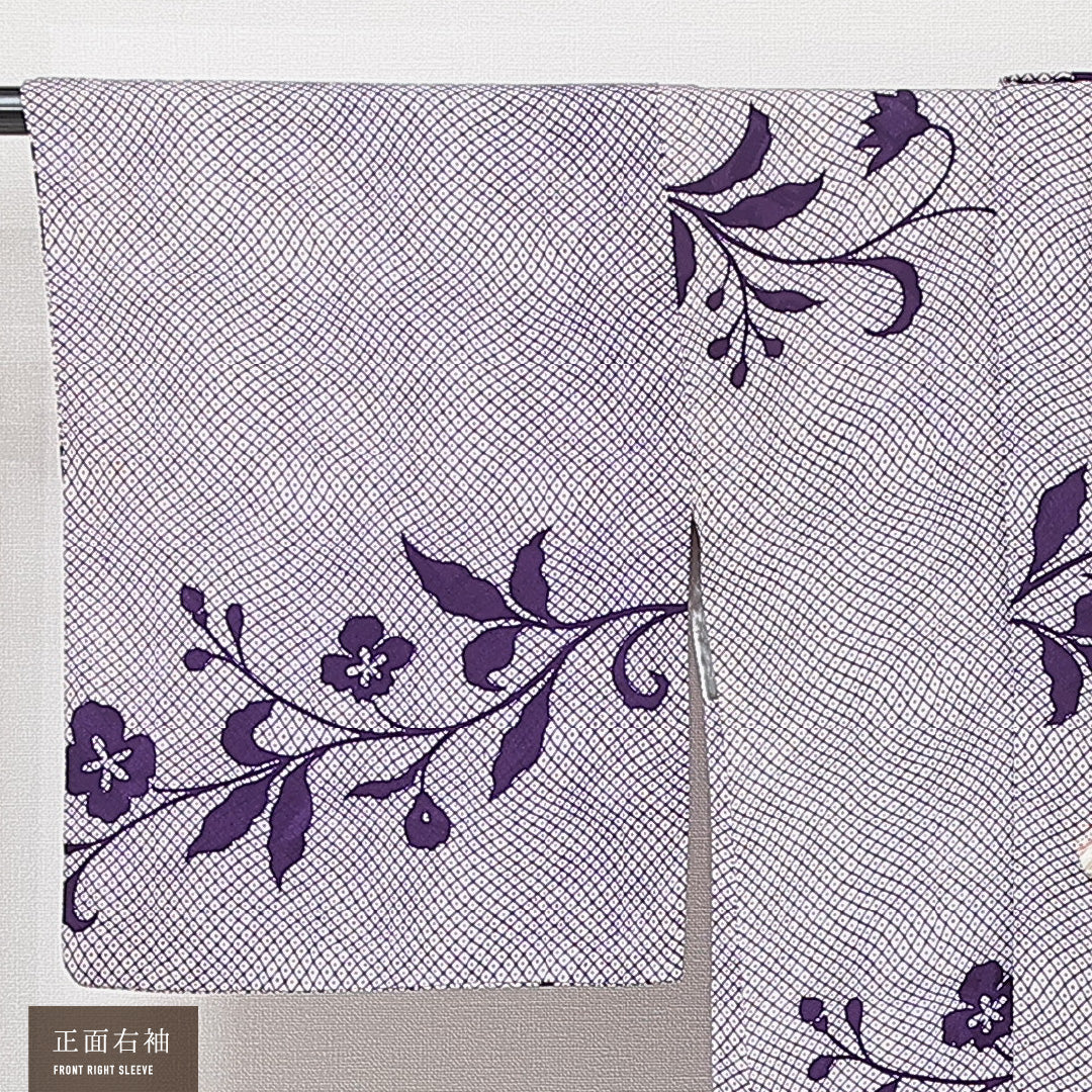 羽織 袷 身丈81cm 裄丈63cm 正絹 Sランク カジュアル Sサイズ 花柄 鹿の子柄 紫系 RP 1232-15256