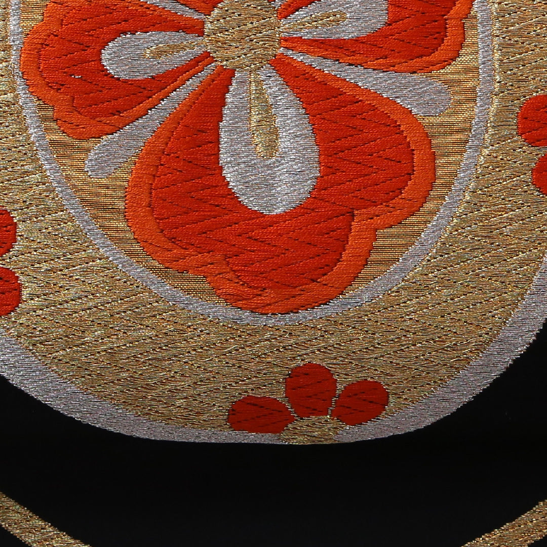 袋帯 帯丈408cm 正絹 六通 フォーマル 鼓 組紐 黒系 金系 1243-01963