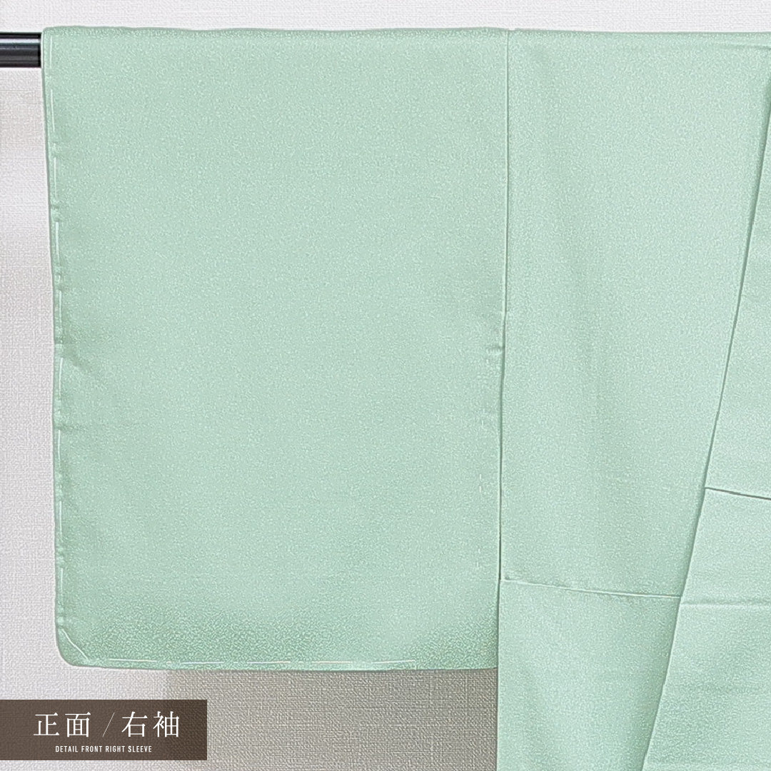 付下げ 袷 身丈153cm 裄丈61cm 正絹 Sランク Sサイズ 広衿 一つ紋 セミフォーマル 花柄 ぼかし染 刺繍 落款 緑系 1261-15905