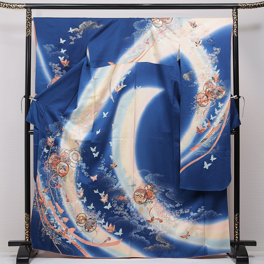 振袖 袷 身丈168cm 裄丈66cm フォーマル Aランク XLサイズ 正絹 広衿 組紐 吉祥文様 1213-F0726