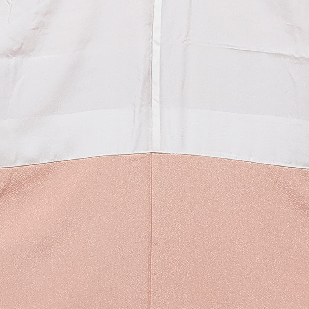 訪問着 袷 身丈155cm 裄丈60cm 正絹 Aランク Mサイズ 広衿 一つ紋(蔦) セミフォーマル 鶴 梅 落款 ピンク系 1212-15489