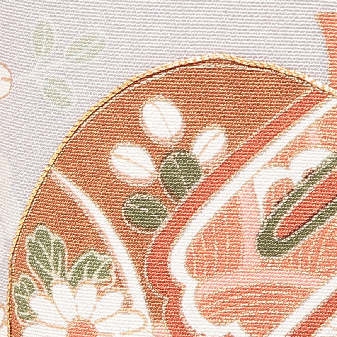 訪問着 袷 身丈150cm 裄丈62cm 正絹 Sランク Sサイズ 広衿 一つ紋(丸に九曜) セミフォーマル 小槌 吉祥文様 金駒刺繍 グレー系 1212-16878