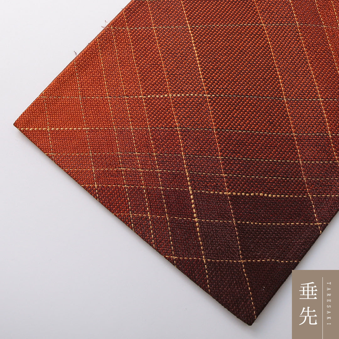 袋帯 帯丈440cm インフォーマル 六通 Aランク 正絹 格子 朱系 1223-02078