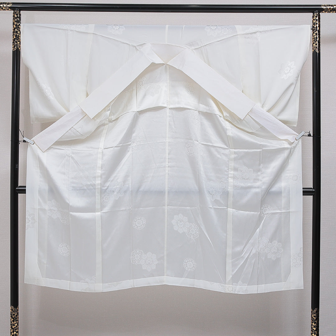 長襦袢 無双袖 身丈137cm 裄丈67cm 正絹 Sランク 2XLサイズ 宝相華 白系 RP 1239-16548