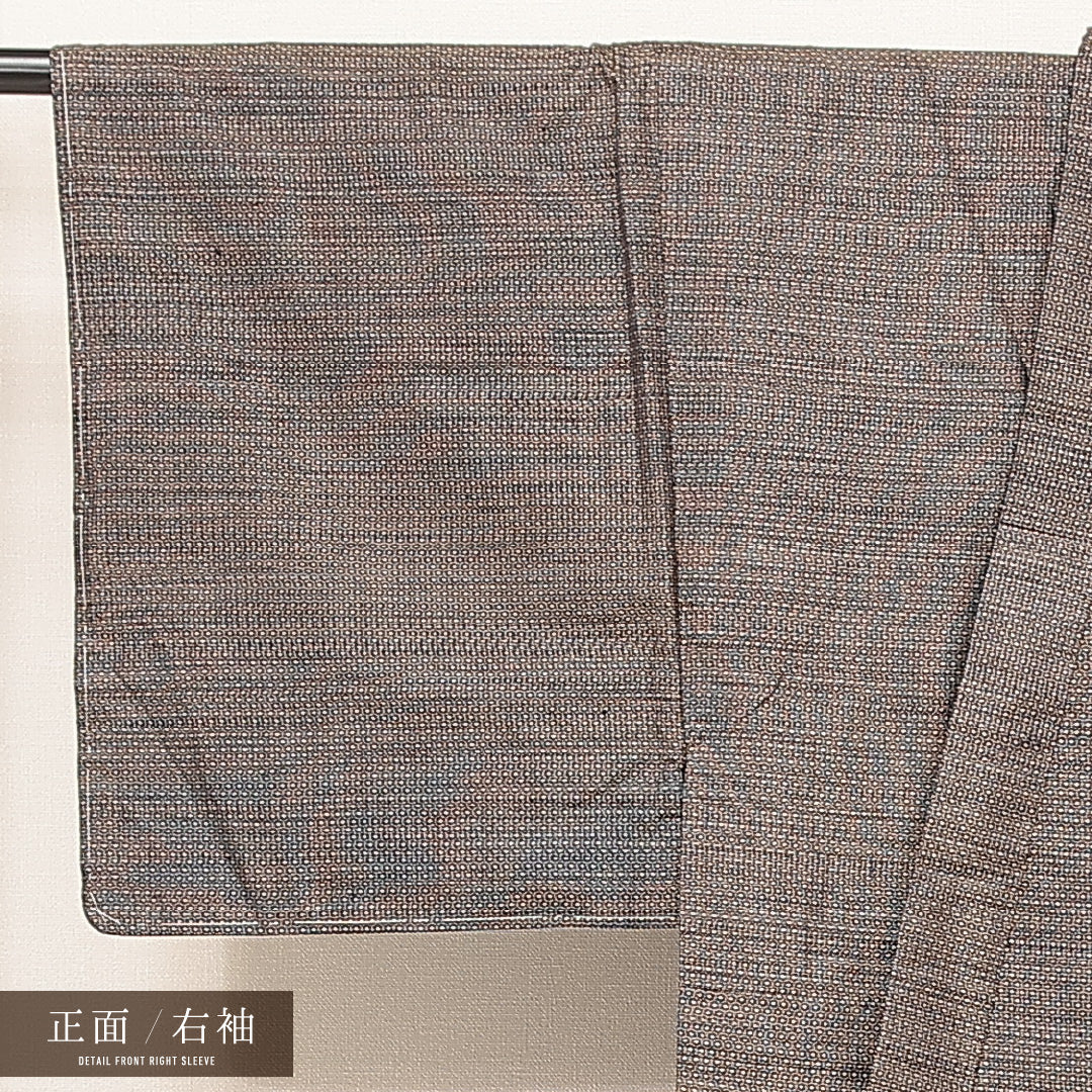 男着物 袷 身丈134cm 裄丈65cm 正絹 Cランク カジュアル 棒衿 XSサイズ 抽象柄 茶系 LP 1224-16887