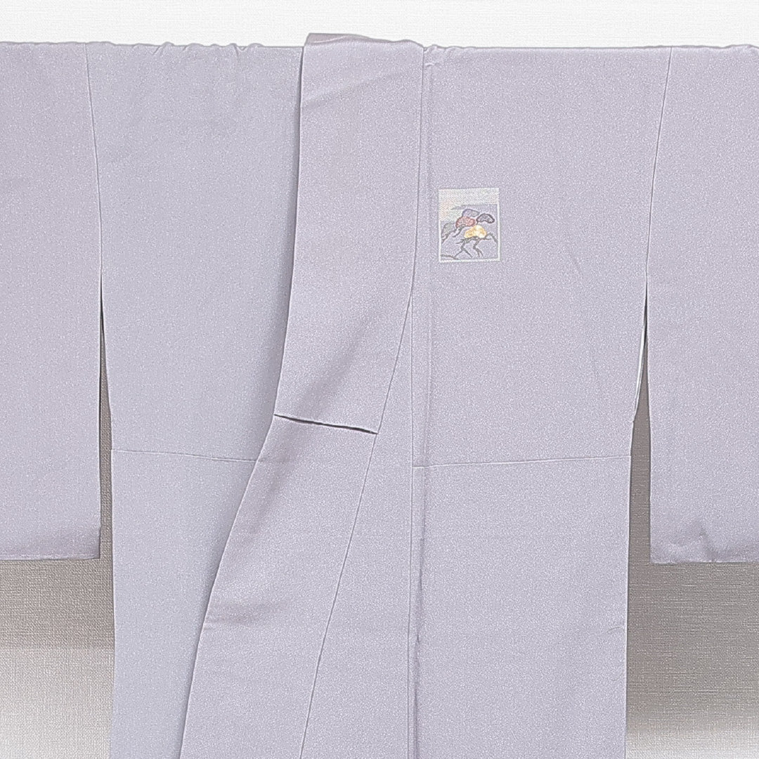 付下げ 袷 身丈163cm 裄丈65cm 正絹 Cランク Lサイズ 広衿 一つ紋(丸に橘) セミフォーマル 笠松 ぼかし染 金駒刺繍 グレー系 1261-16425