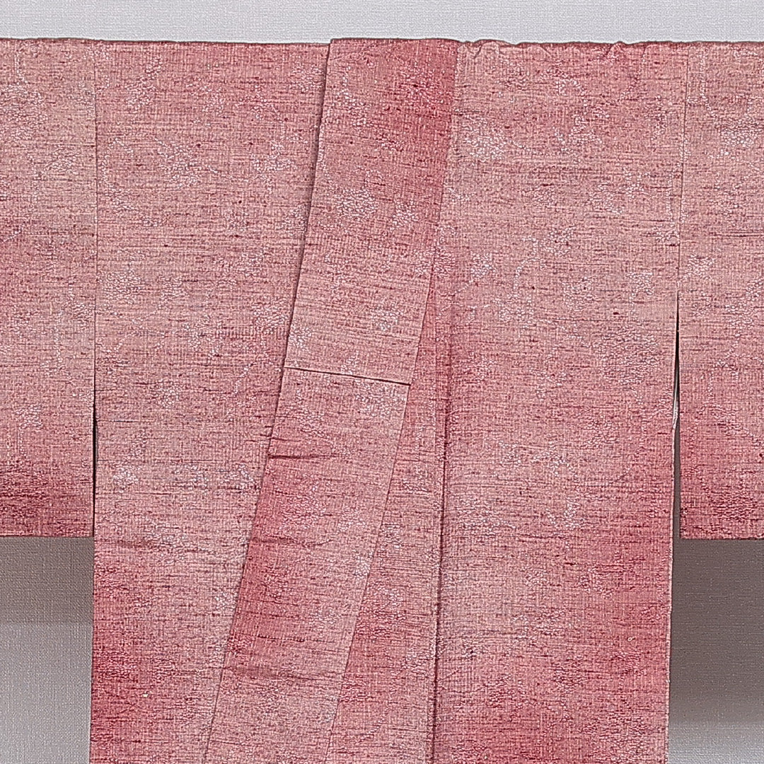 紬 袷 身丈154cm 裄丈62cm 正絹 Aランク カジュアル 広衿 Sサイズ ぼかし染 唐華 ピンク系 M4 1223-16036