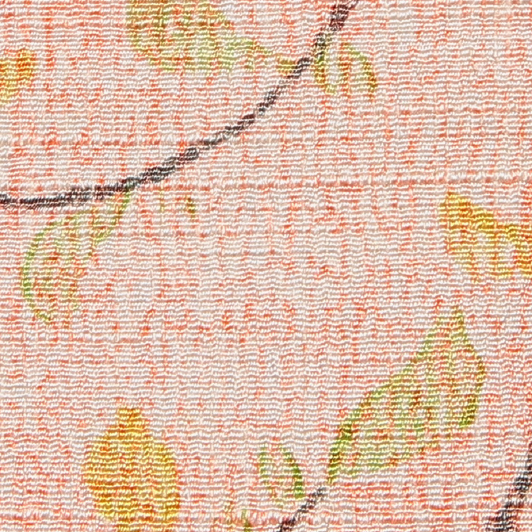 紬 洗える着物 袷 身丈174cm 裄丈64cm ポリエステル Cランク 2XLサイズ 広衿 カジュアル 花柄 朱系 ベージュ系 1216-16085