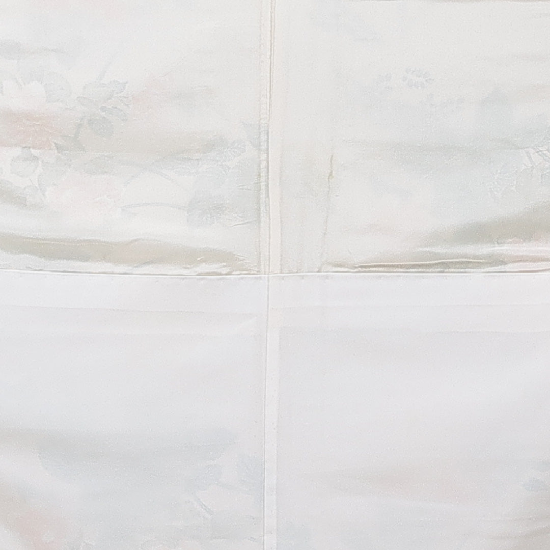 小紋 洗える着物 袷 身丈160cm 裄丈64cm ポリエステル Cランク Lサイズ バチ衿 インフォーマル 椿 クリーム系 1215-15839