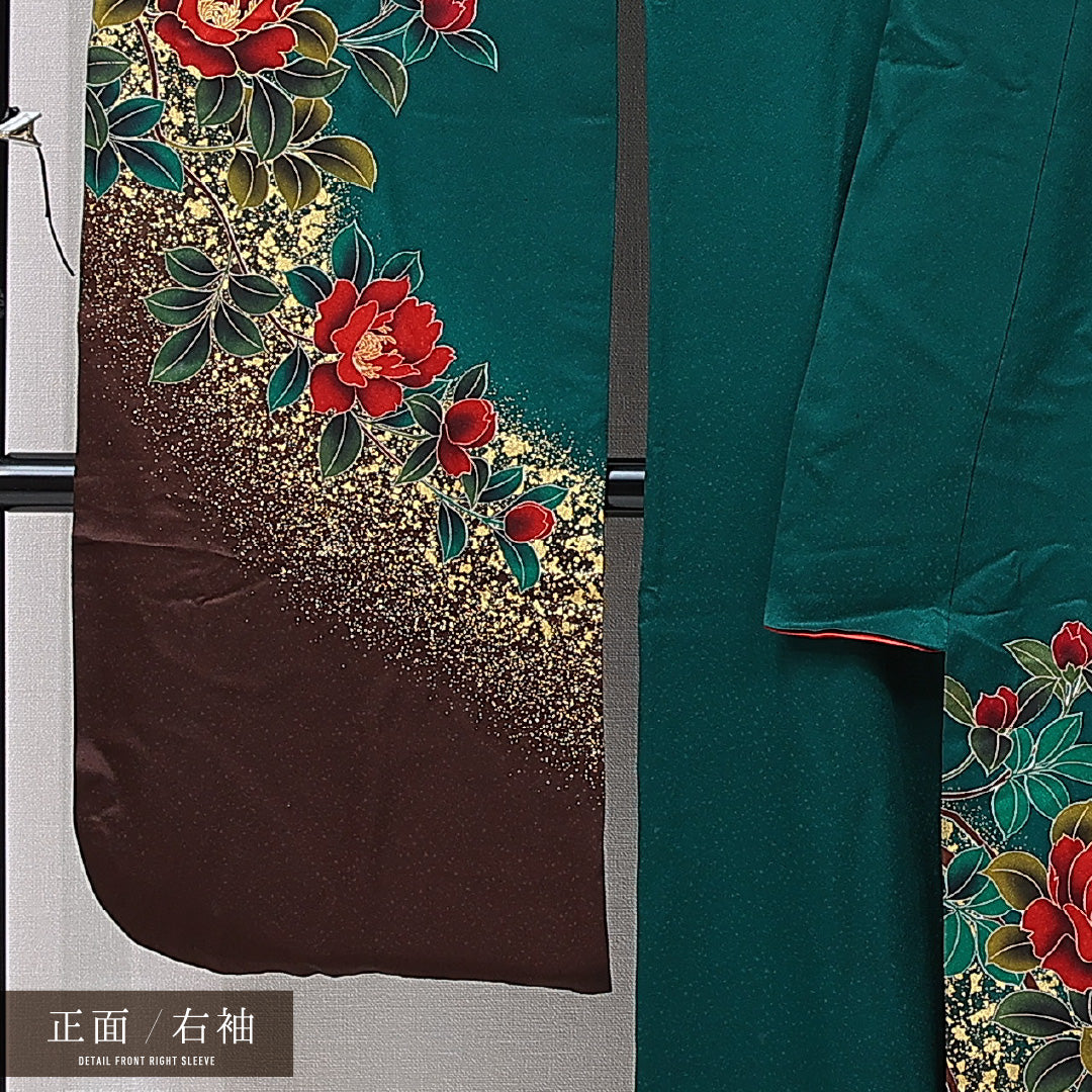 振袖 袷 身丈163cm 裄丈65cm フォーマル Aランク Lサイズ 正絹 広衿 蝶 牡丹 1213-F0715