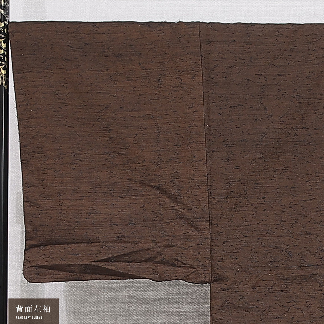 羽織 男性用 (紬) 袷 身丈94cm 裄丈67cm 正絹 Sランク インフォーマル Sサイズ ひげ紬 無地 茶系 M4 1235-15768