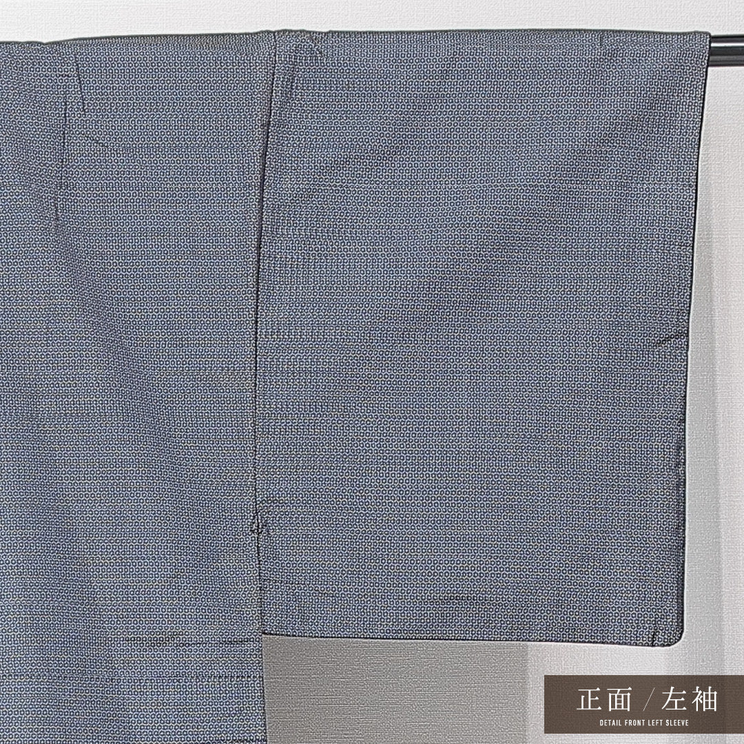 男着物 袷 身丈142cm 裄丈66cm 正絹 Aランク Mサイズ 棒衿 カジュアル 創作柄 茶系 1219-15238