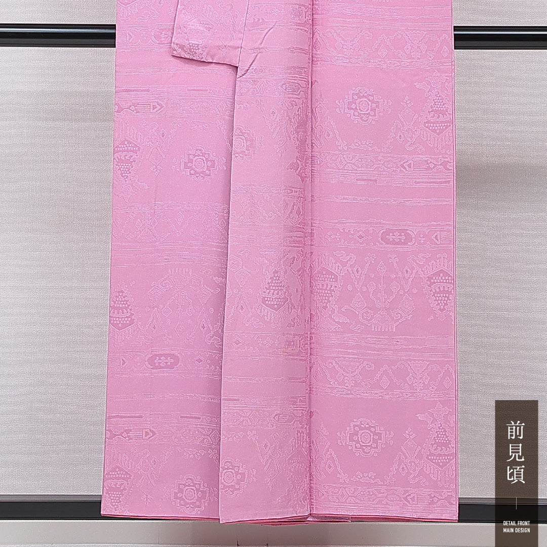 色無地 袷 身丈153cm 裄丈62cm 正絹 Aランク インフォーマル 広衿 Sサイズ アラベスク文様 紫系 HP 1219-15435