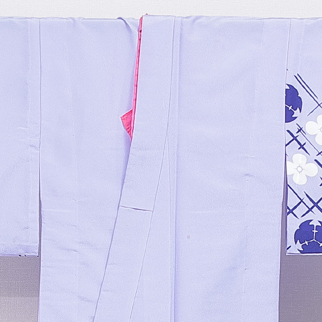 付下げ 洗える着物 単衣 身丈161cm 裄丈63cm ポリエステル Cランク Lサイズ バチ衿 インフォーマル 花柄 創作柄 紫系 1261-16301