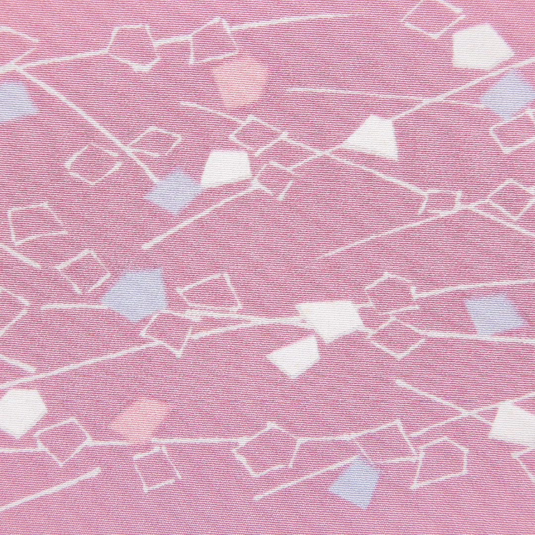 小紋 洗える着物 袷 身丈161cm 裄丈61cm ポリエステル Cランク Lサイズ 広衿 インフォーマル 抽象柄 ピンク系 1215-15804