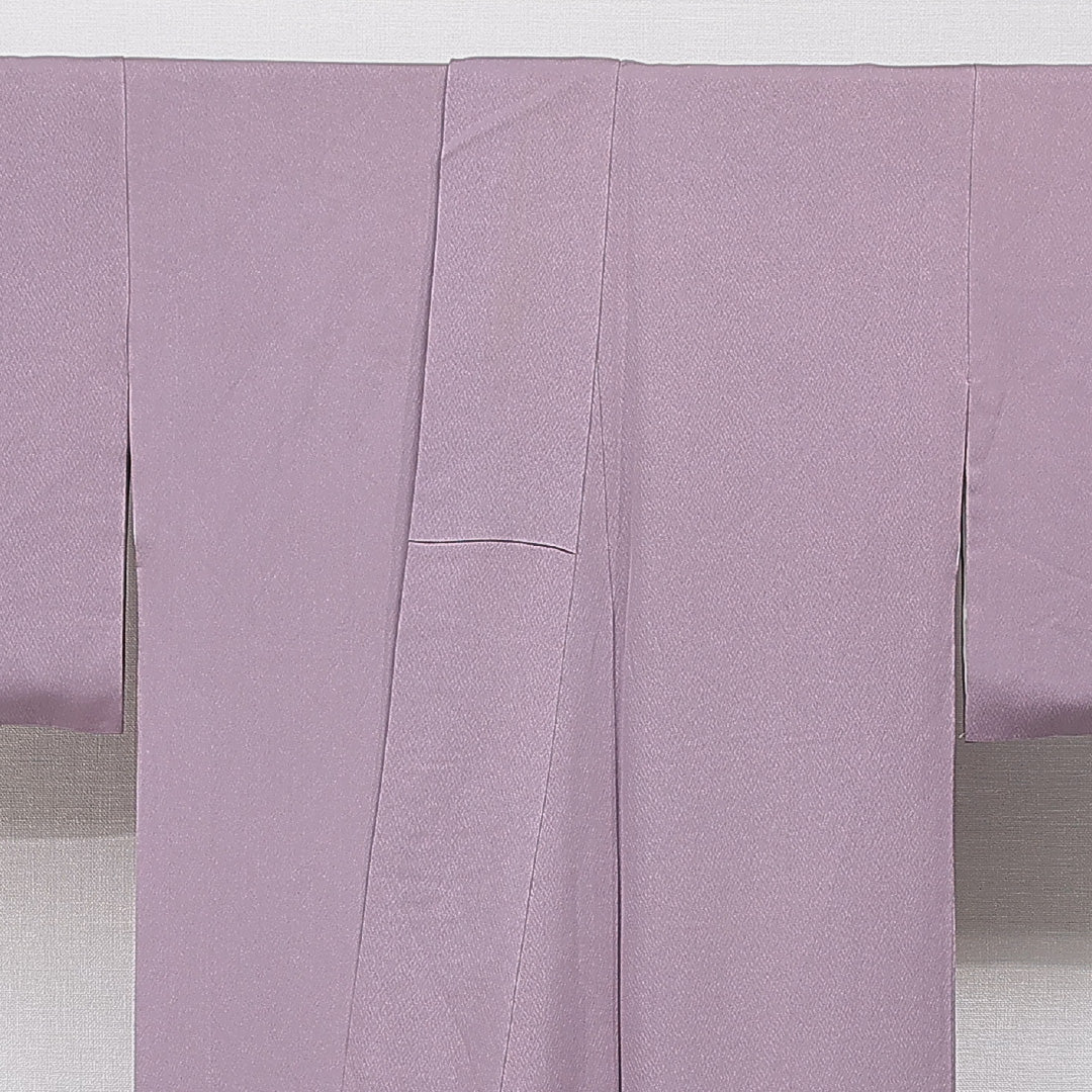 色無地 袷 身丈164cm 裄丈64cm 正絹 Aランク Lサイズ 広衿 一つ紋(五三桐) セミフォーマル 松 訪問着 紫系 1214-15667