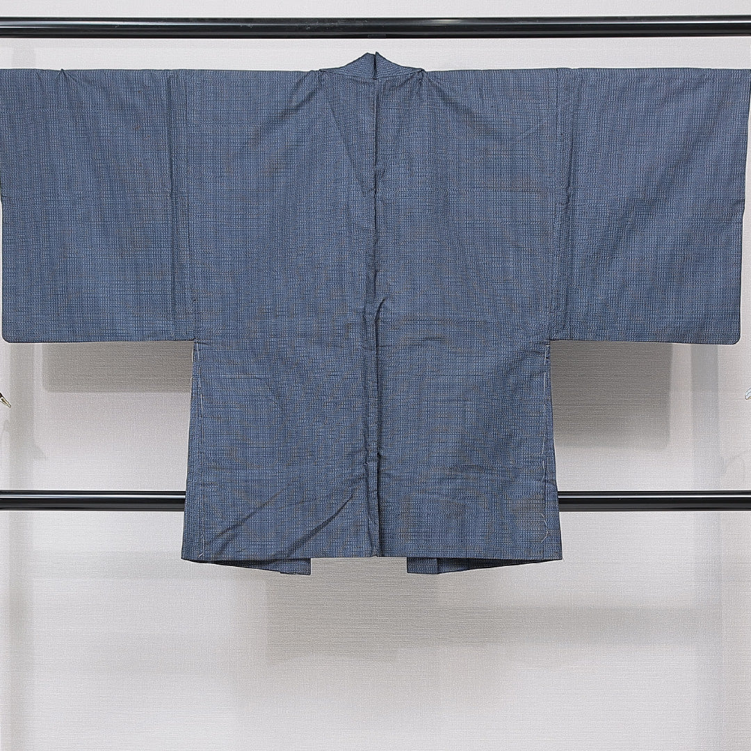 羽織 男性用 袷 身丈89cm 裄丈68cm 正絹 Cランク カジュアル Mサイズ 亀甲 青系 LP 1235-15774