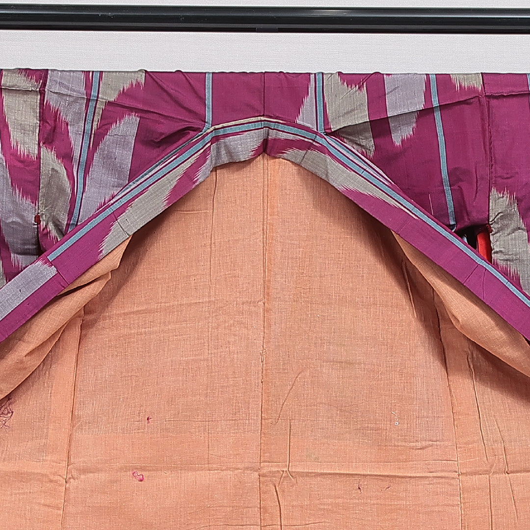 アンティーク 紬(銘仙) 袷 身丈139cm 裄丈64cm 正絹 Cランク XSサイズ バチ衿 創作柄 紫系 1216-15971