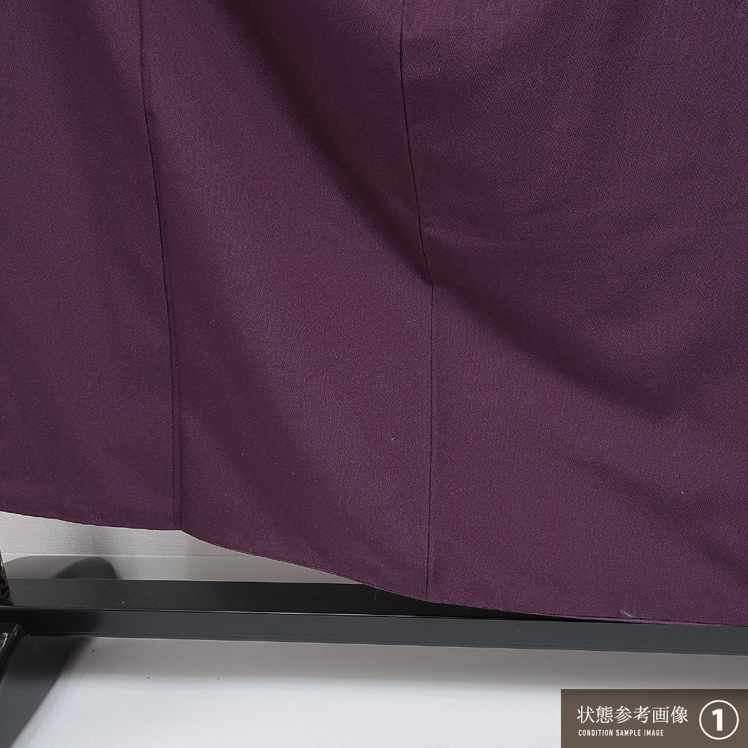 色無地 袷 身丈152cm 裄丈61cm 正絹 Bランク 一つ紋 セミフォーマル 広衿 Sサイズ 無地 紫系 RP 1219-15912