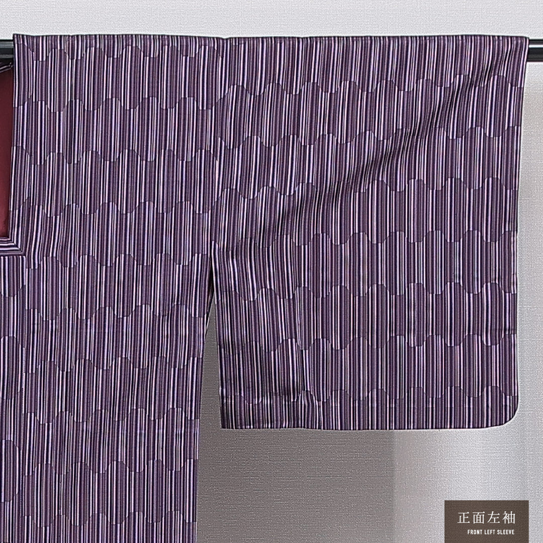道行コート 袷 身丈124cm 裄丈62cm 正絹 Sランク セミフォーマル Sサイズ 蜀江 紫系 RP 1237-16199