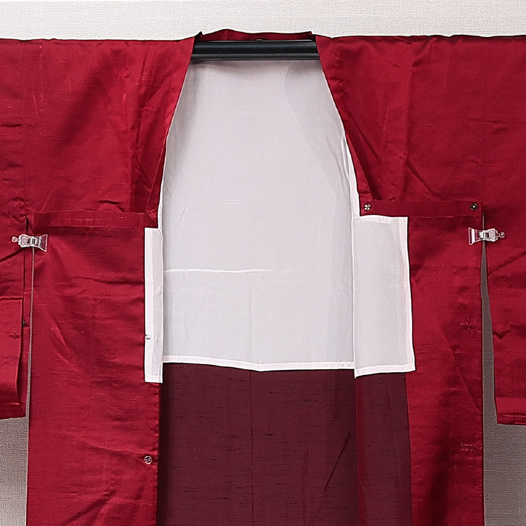 道行コート 袷 身丈133cm 裄丈65cm 正絹 Sランク カジュアル Mサイズ 無地 赤系 RP 1237-15280