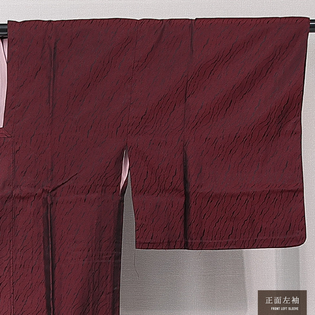 道行コート 袷 身丈129cm 裄丈64cm 正絹 Aランク セミフォーマル Mサイズ ポケットあり 抽象柄 赤系 RP 1237-15184