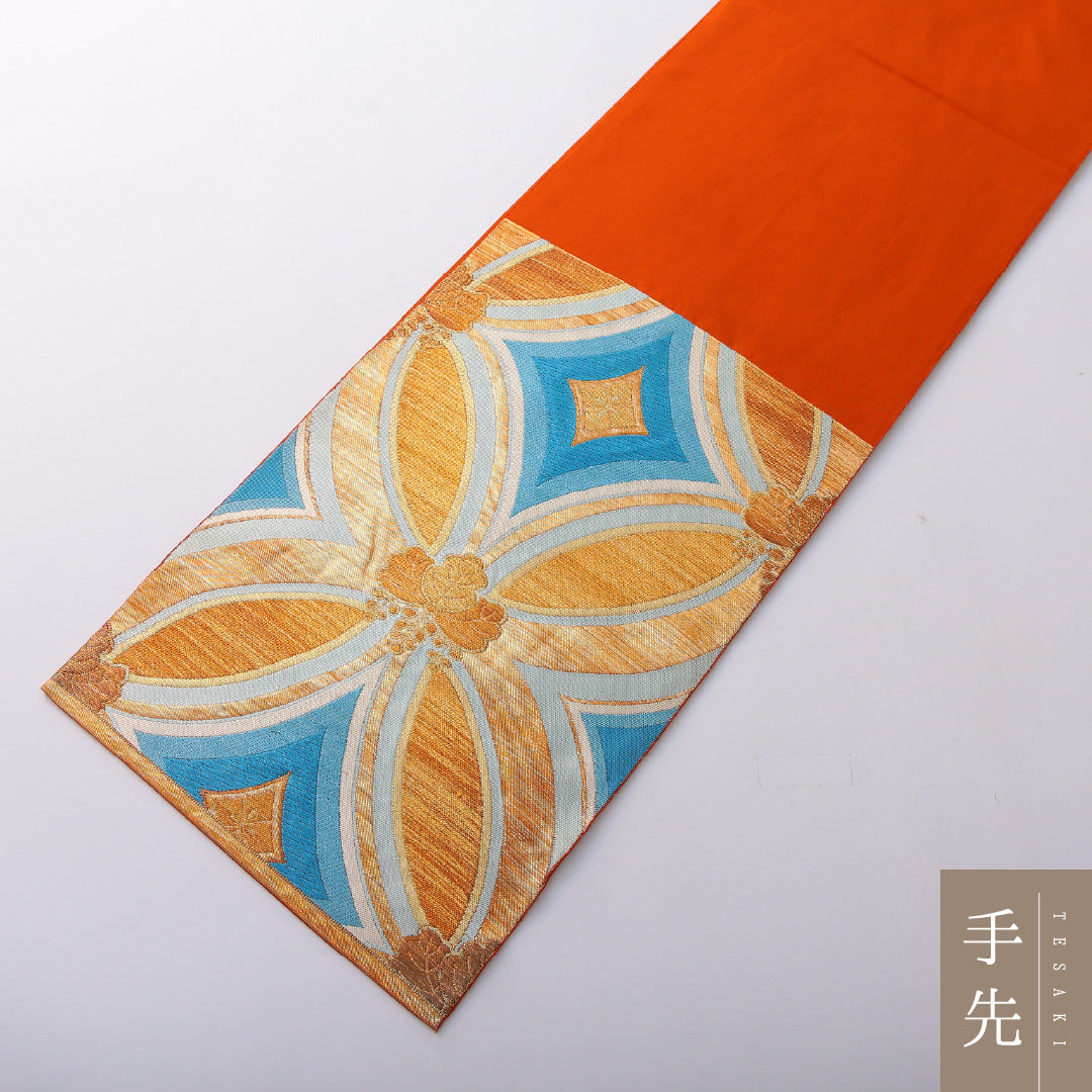袋帯 帯丈418cm 正絹 六通 フォーマル 七宝 桐 吉祥文様 金系 1243-02000