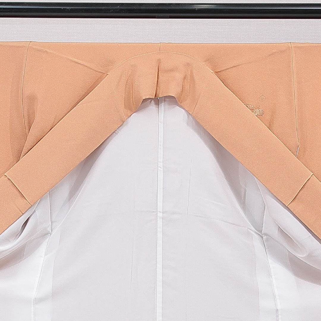 訪問着 身丈155cm 裄丈62cm 正絹 Sランク Mサイズ 広衿 一つ紋(五三桐) セミフォーマル 吉祥文様 刺繍 茶系 1212-15491