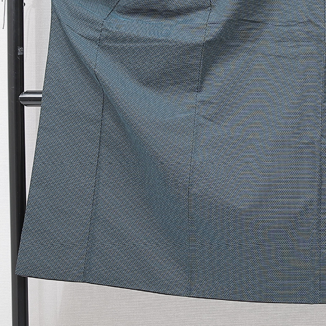 男着物 袷 身丈134cm 裄丈64cm 正絹 Aランク XSサイズ 棒衿 カジュアル 創作柄 紺系 1219-15236