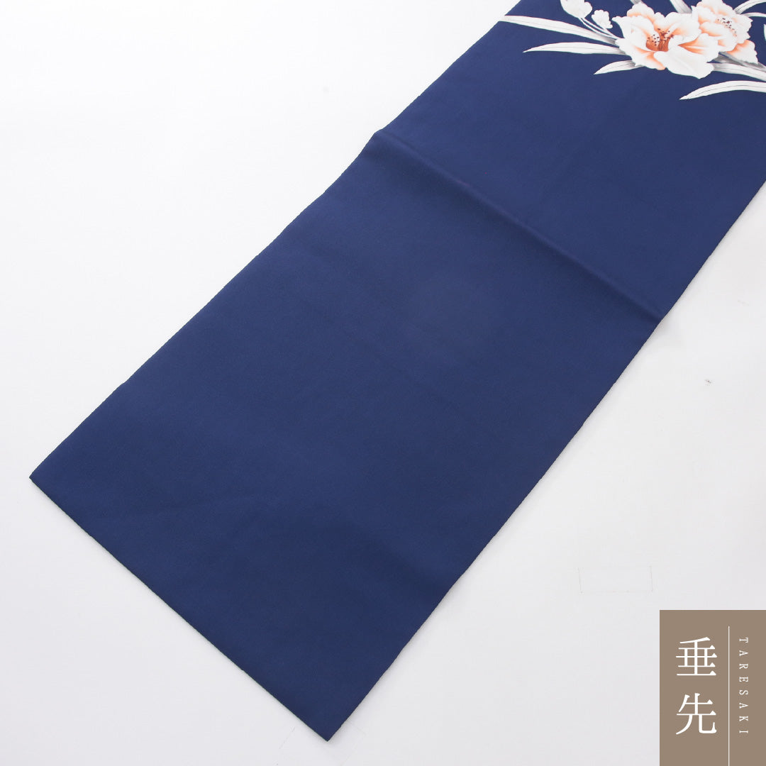 九寸名古屋帯 Bランク 帯丈362cm 正絹 ポイント柄 名古屋仕立て 染め インフォーマル 塩瀬 芙蓉 紺に近い青系 RP 1245-04027