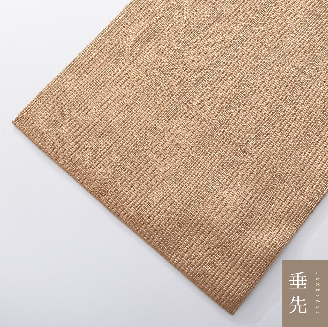 八寸名古屋帯 Aランク 帯丈358cm 正絹 全通 開き仕立て 織り カジュアル よろけ縞 ベージュ系 RP 1245-03890