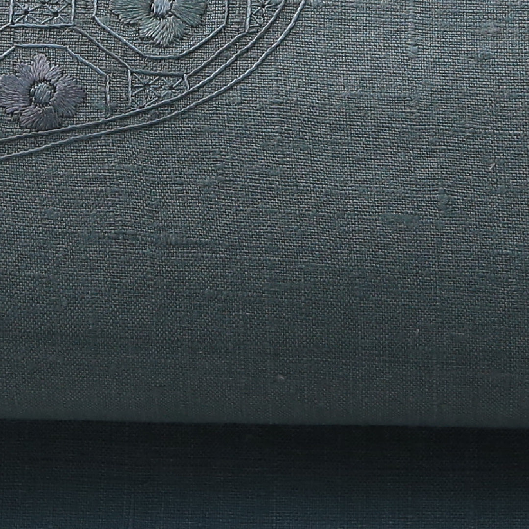 袋帯 帯丈456cm フォーマル ポイント柄 Bランク 正絹 汕頭刺繡 菊 青系 緑系 1223-02067