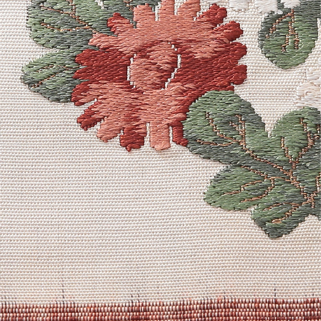 八寸名古屋帯(紬) 帯丈350cm カジュアル 開き仕立て ポイント柄 Aランク 正絹 菊 朱系 1224-03910