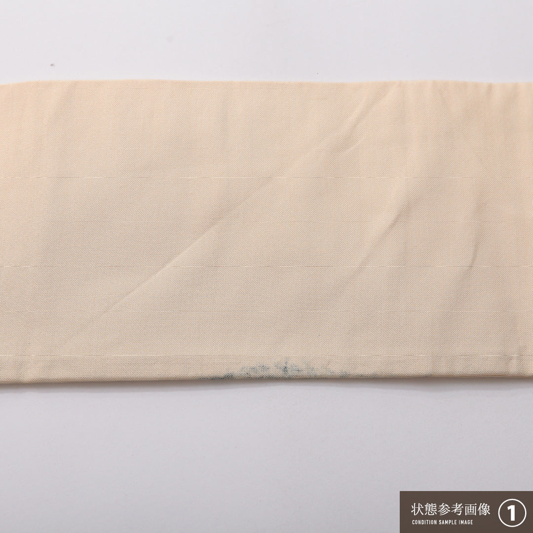 九寸名古屋帯 Aランク 帯丈361cm 正絹 ポイント柄 名古屋仕立て 織り カジュアル 紬 道長取り 菊 クリーム系 RP 1245-03385