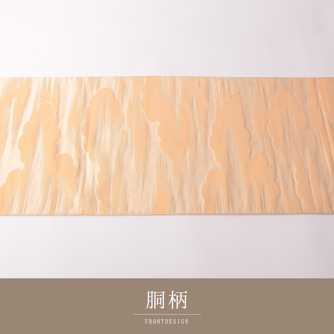 袋帯 帯丈420cm 正絹 全通 リバーシブル セミフォーマル 雲取り 金系 銀系 1243-01825