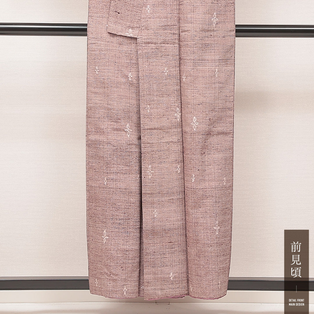 紬 袷 身丈156cm 裄丈62cm 正絹 Cランク カジュアル 広衿 Mサイズ 抽象柄 紫系 HP 1223-16906