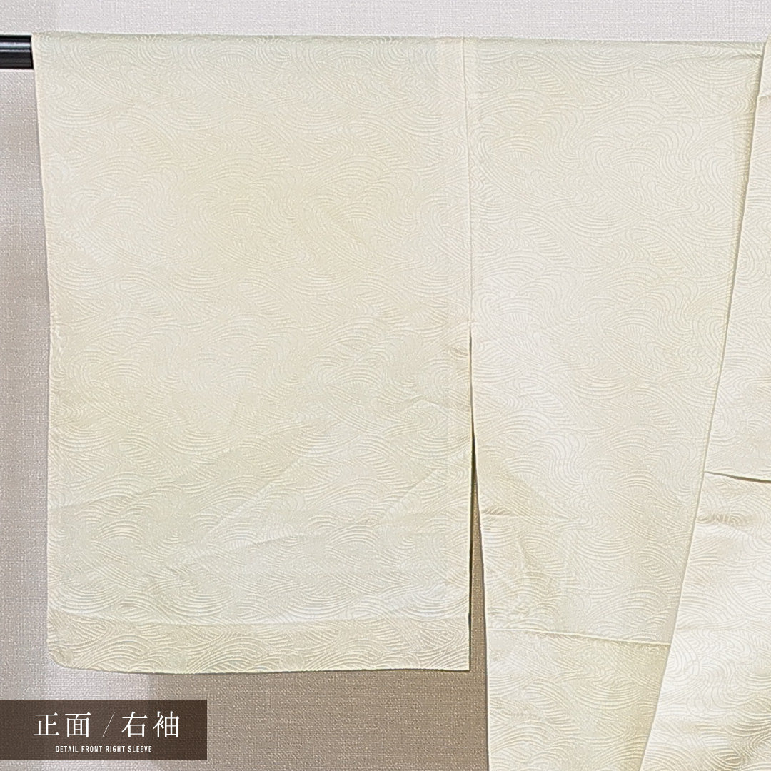 付下げ 単衣 身丈163cm 裄丈64cm 正絹 Sランク インフォーマル 広衿 Lサイズ 抽象柄 シック 控え目 緑系 HP 1218-15558