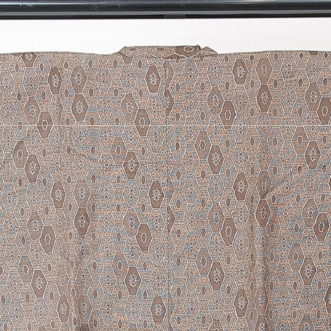 道行コート 袷 身丈83cm 裄丈62cm 正絹 Aランク カジュアル Sサイズ 亀甲 茶系 RP 1237-15160