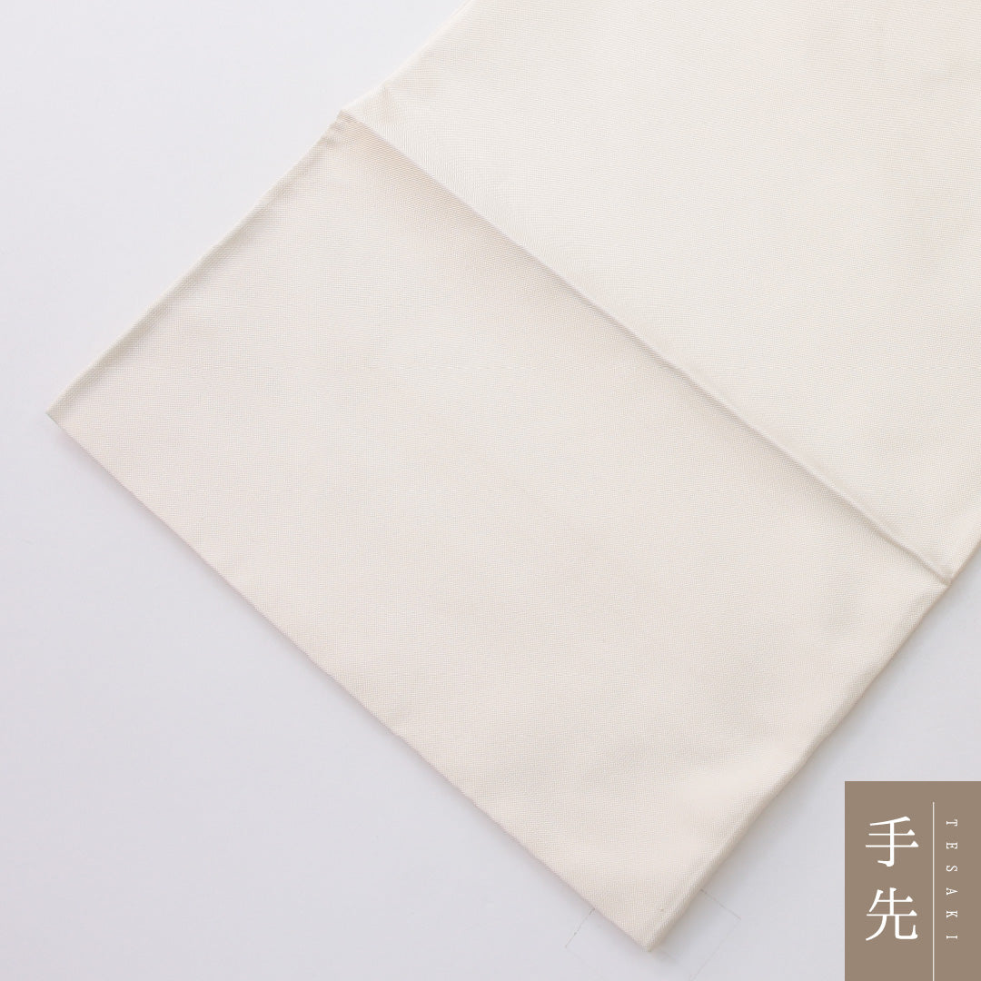 未使用品 袋帯(紬) 帯丈428cm 正絹 ポイント柄 帯芯なし カジュアル 牡丹 菊 クリーム系 1243-02237