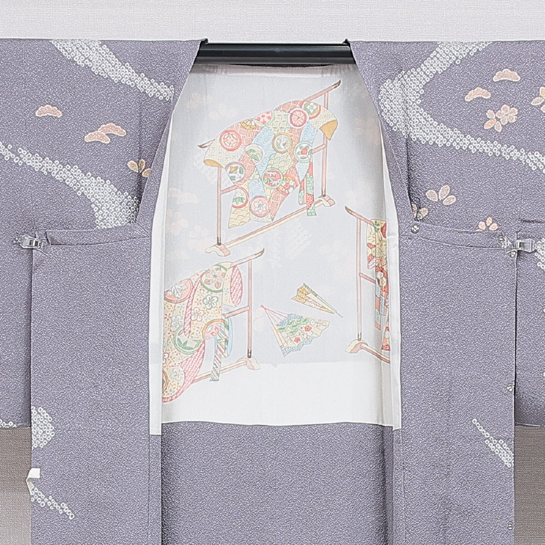 道行コート 袷 身丈80cm 裄丈63cm 正絹 Sランク カジュアル Sサイズ 証紙 創作柄 グレー系 RP 1237-16201