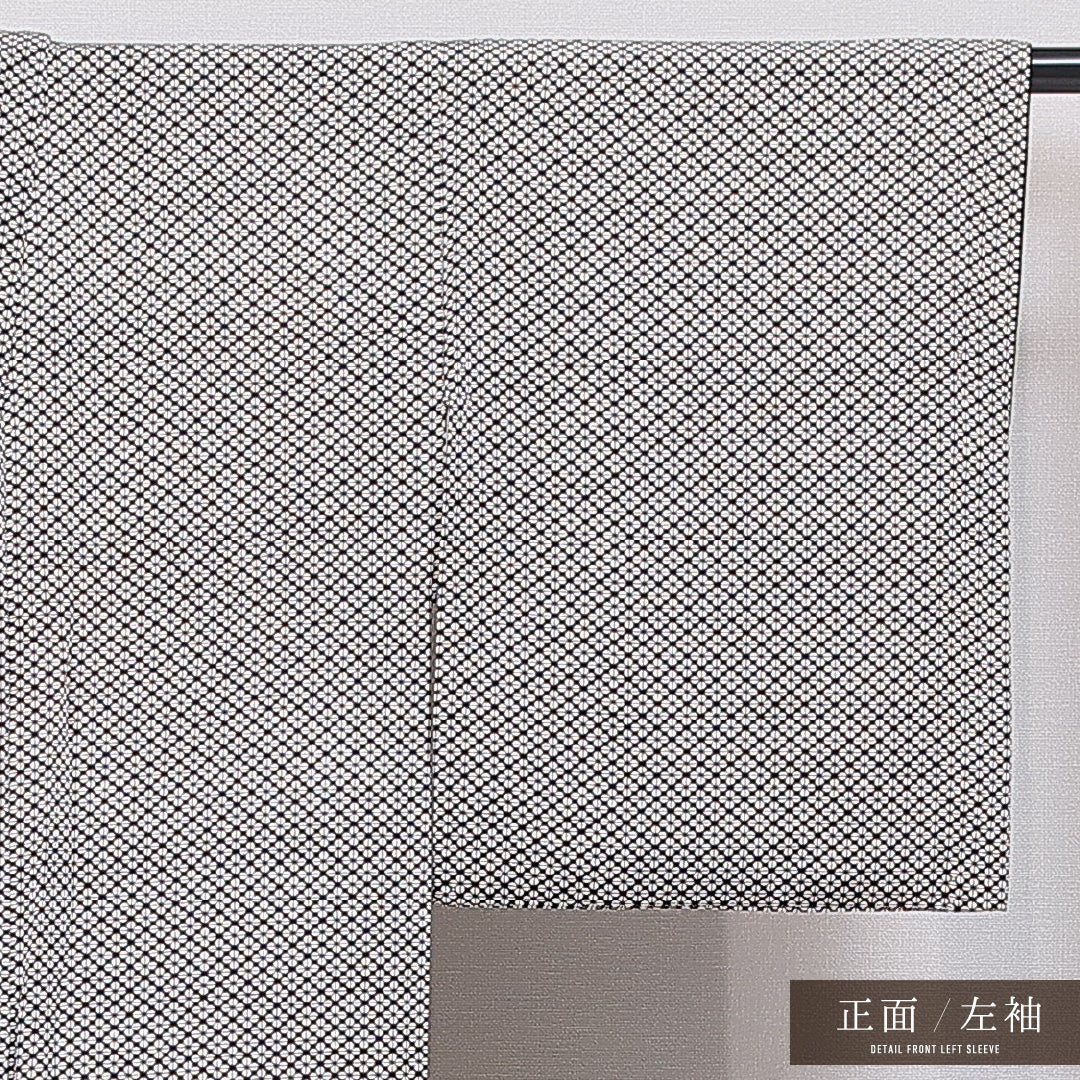 小紋 袷 身丈164cm 裄丈62cm 正絹 Cランク インフォーマル 広衿 Lサイズ 花菱 茶系 HP 1221-16737